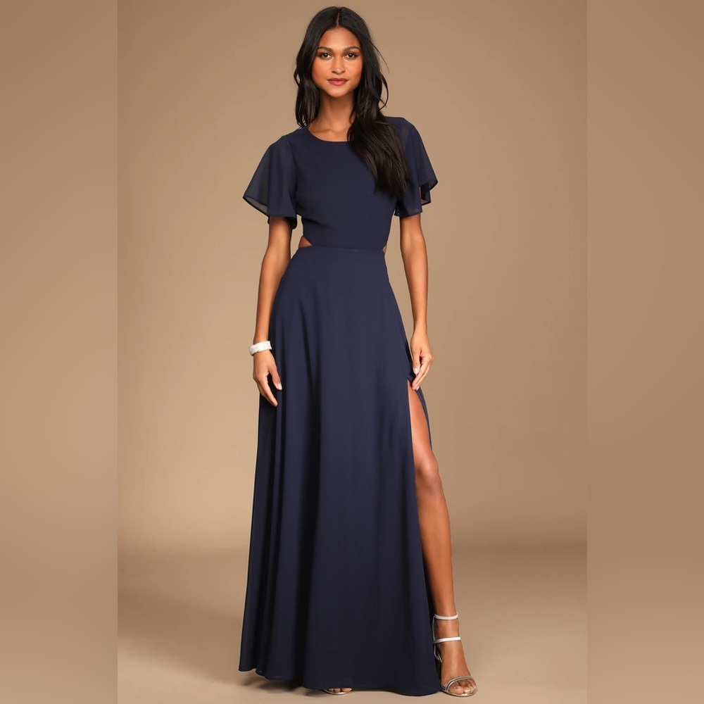 Lulu’s Cutout Maxi Dress Navy - XL